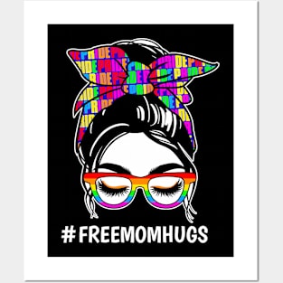 Pride Month Free Mom Hugs LGBT  Flag Posters and Art